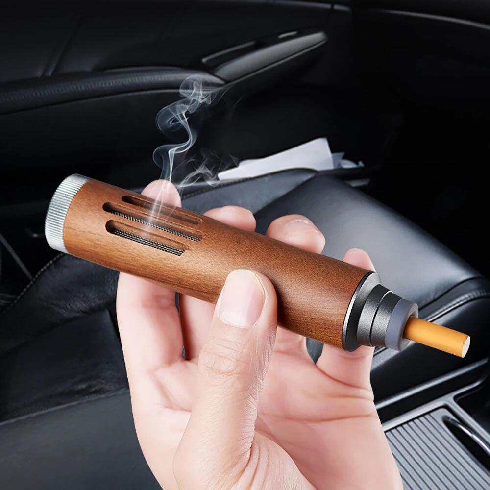 Auto Car Ashtray Car Interior Decoration Dust-free Smoking Ash Holder Wood Soot-flying Ashtray Creative Filter Anti Tool