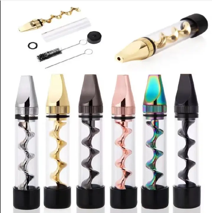 Spiral dry burning pipe Second generation flat mouthed spiral atomizer, new pipe glass twist blue dry herb atomizer