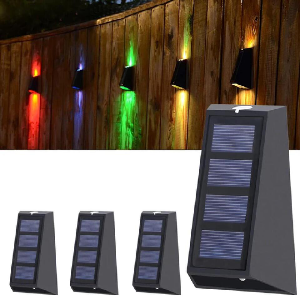 Solar Wall Lamp Led Solar Lights RGB Color Changing Waterproof Wall Lamp Solar Lighting For Walkway Fence Stairs