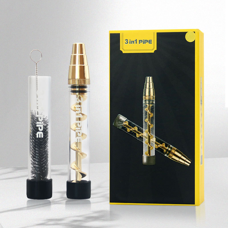 Spiral dry burning pipe Second generation flat mouthed spiral atomizer, new pipe glass twist blue dry herb atomizer