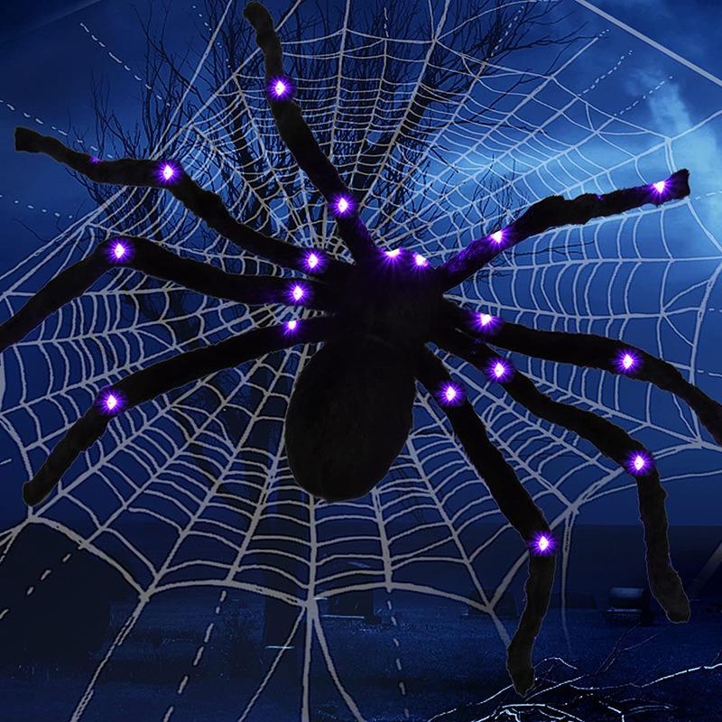 LED Lights Halloween Light Up Spider Decoration Purple Realistic Appearance Halloween Spider Decoration Scary Style