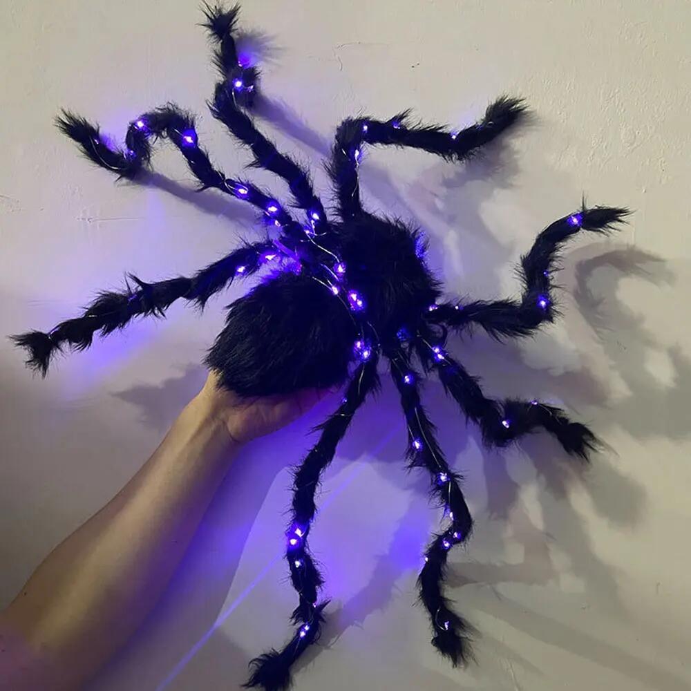 LED Lights Halloween Light Up Spider Decoration Purple Realistic Appearance Halloween Spider Decoration Scary Style