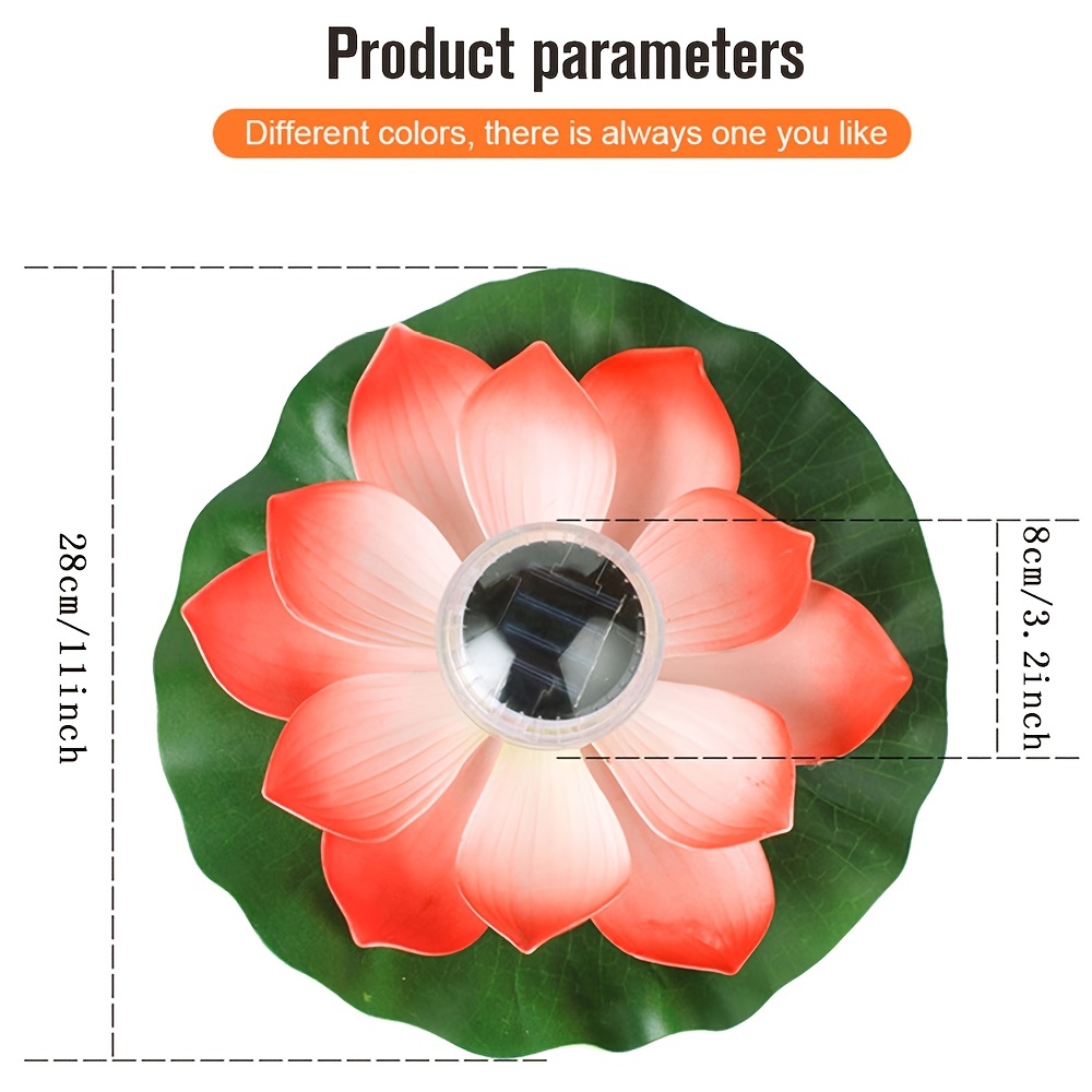 Floating Lotus Light Solar Powered Lotus Lamp with LED Light Waterproof Lotus Light Water Floating Lotus Night Lamp