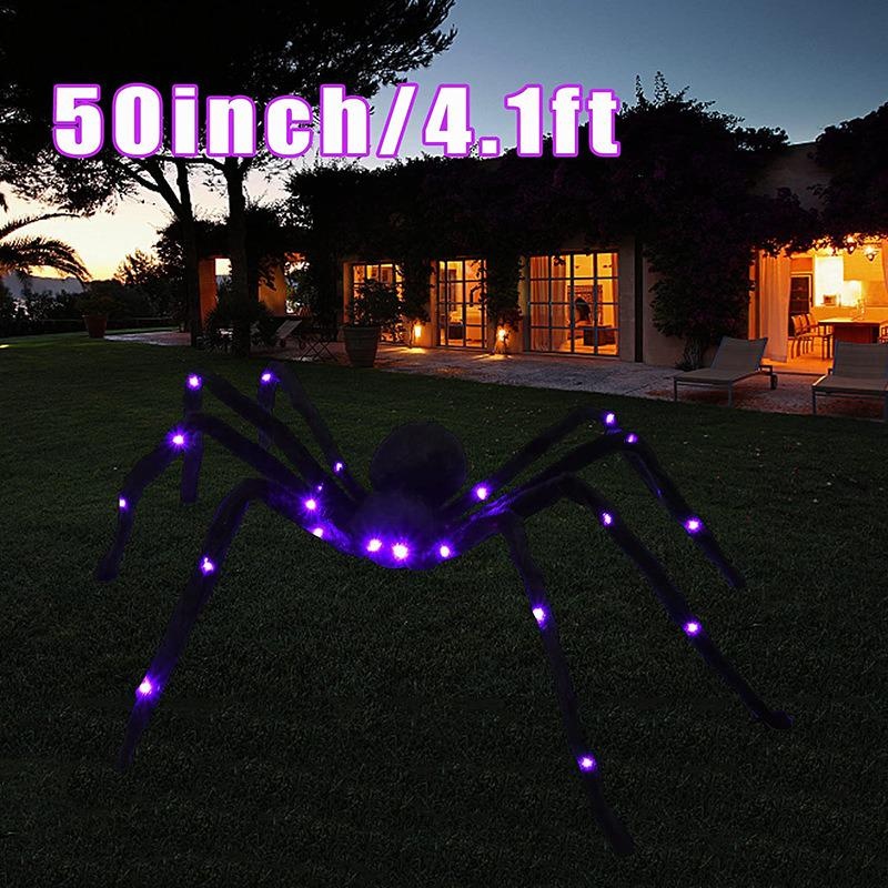 LED Lights Halloween Light Up Spider Decoration Purple Realistic Appearance Halloween Spider Decoration Scary Style
