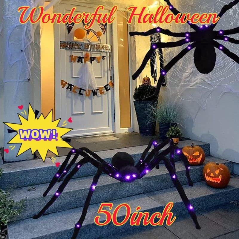 LED Lights Halloween Light Up Spider Decoration Purple Realistic Appearance Halloween Spider Decoration Scary Style