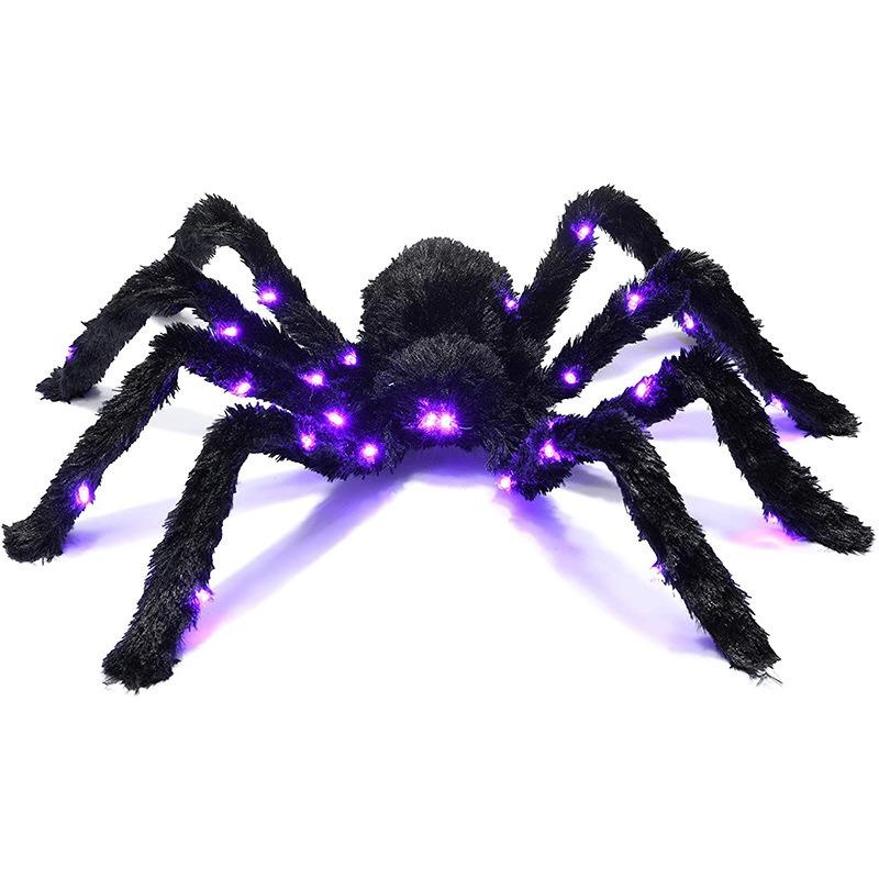 LED Lights Halloween Light Up Spider Decoration Purple Realistic Appearance Halloween Spider Decoration Scary Style