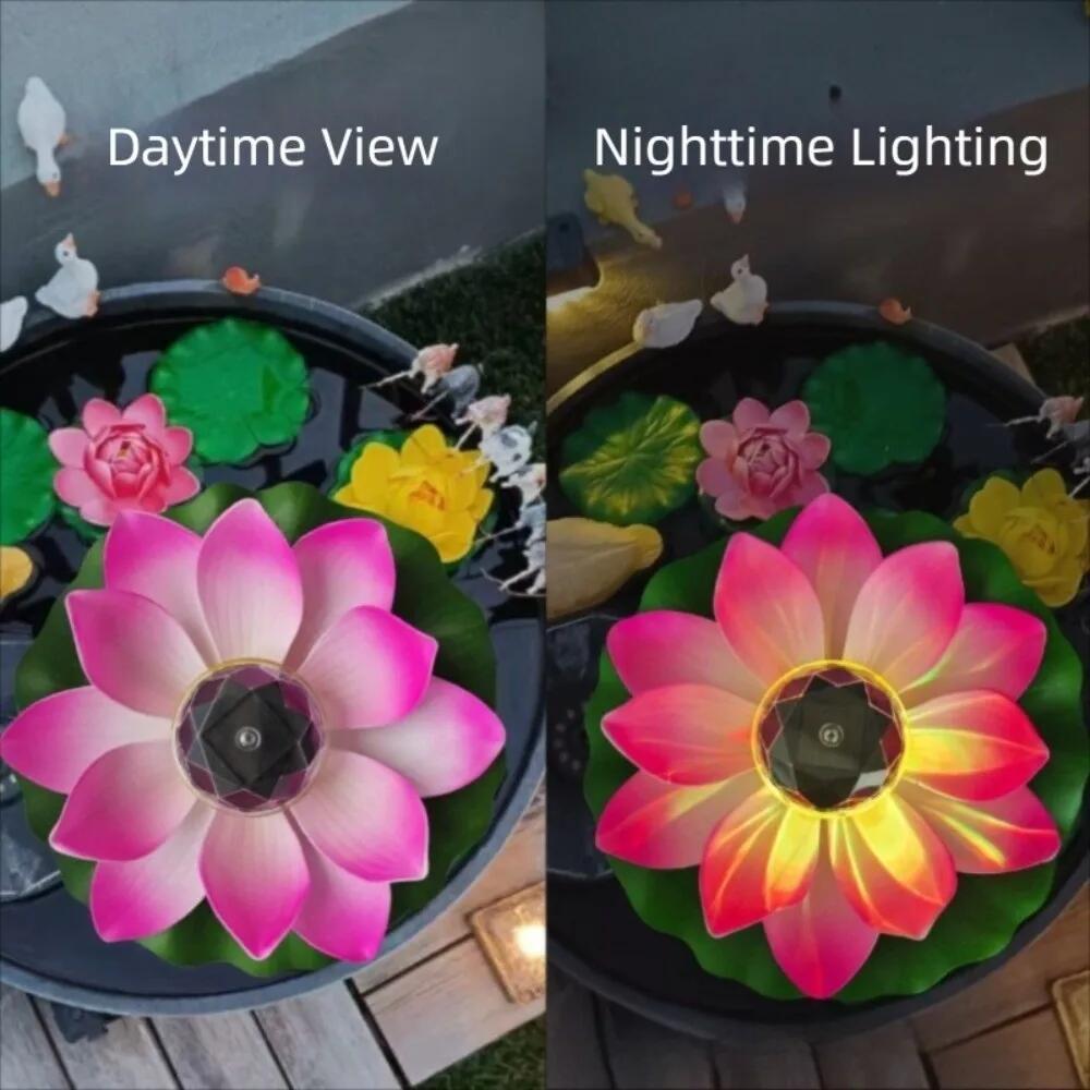 Floating Lotus Light Solar Powered Lotus Lamp with LED Light Waterproof Lotus Light Water Floating Lotus Night Lamp