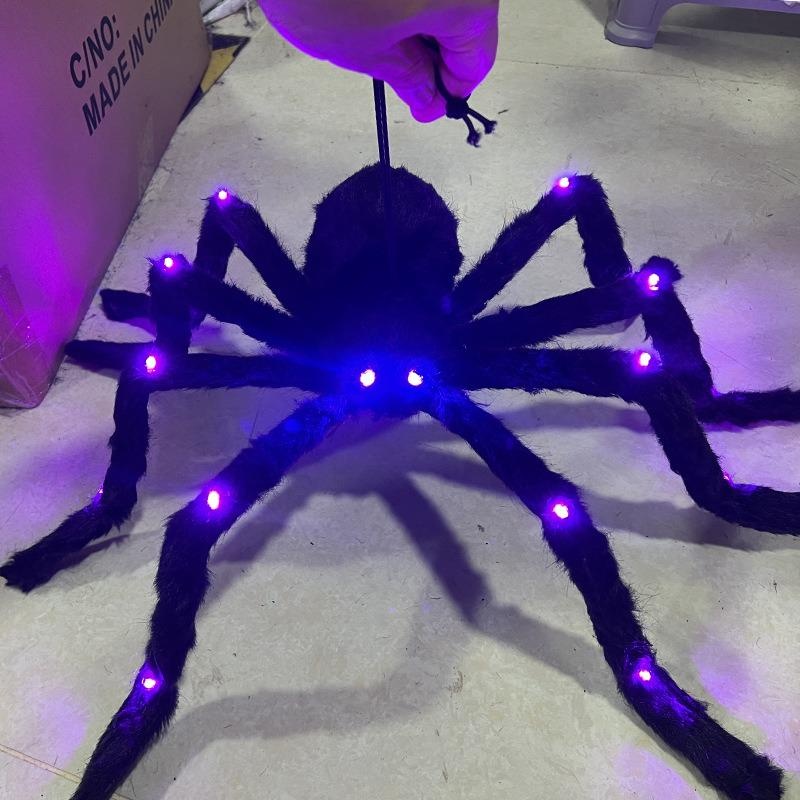 LED Lights Halloween Light Up Spider Decoration Purple Realistic Appearance Halloween Spider Decoration Scary Style