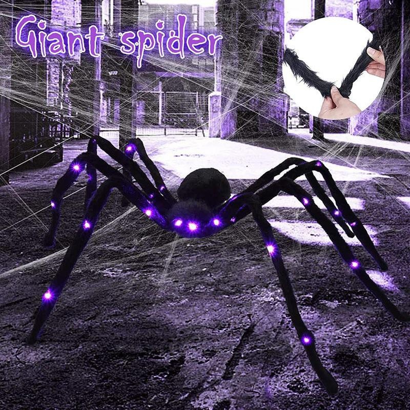 LED Lights Halloween Light Up Spider Decoration Purple Realistic Appearance Halloween Spider Decoration Scary Style