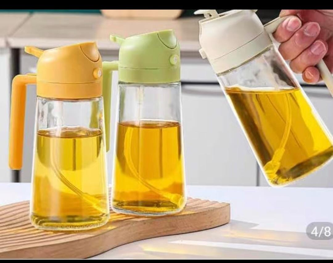 470ml 2-in-1 Oil Dispenser & Sprayer – Portable Kitchen Oil Spray Bottle for Cooking, Frying, Grilling & Salad Dressing, Refillable Oil Control Mister