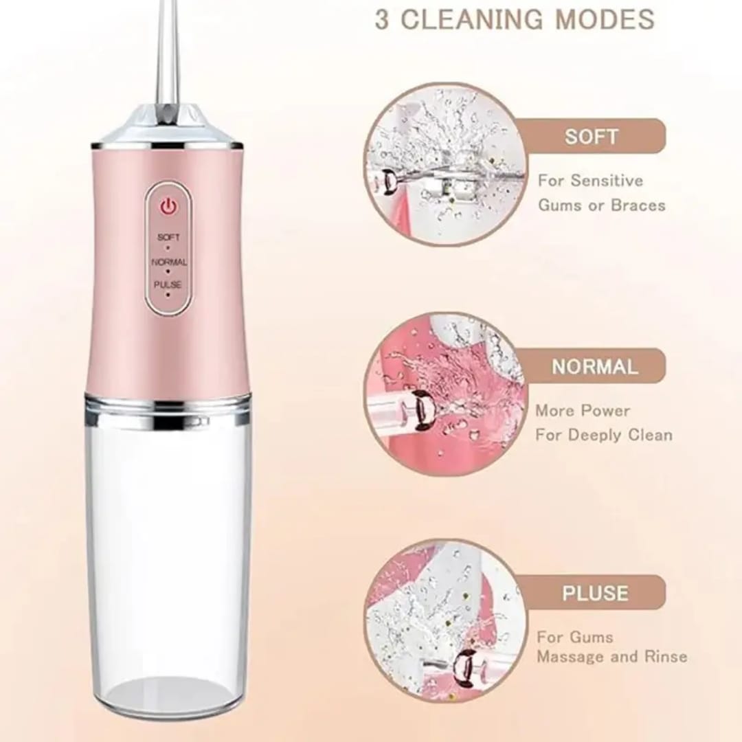 Rechargeable Portable Oral Care Irrigator with 4 Nozzles – Electric Water Flosser for Deep Teeth Cleaning, Gum Care & Everyday Dental Hygiene at Home or Travel