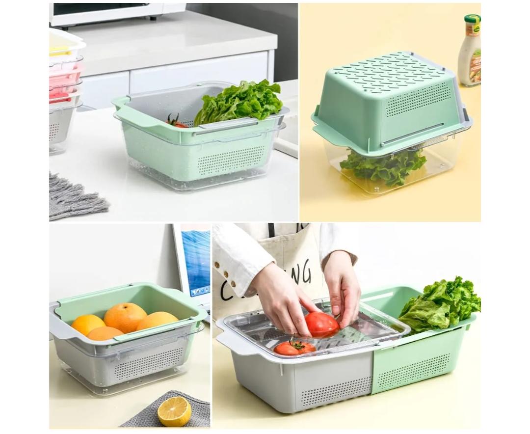 Retractable Over-the-Sink Vegetable Drainer – Expandable Kitchen Drain Basket for Washing Fruits, Vegetables & Utensils, Space-Saving Sink Organizer for Everyday Kitchen Use