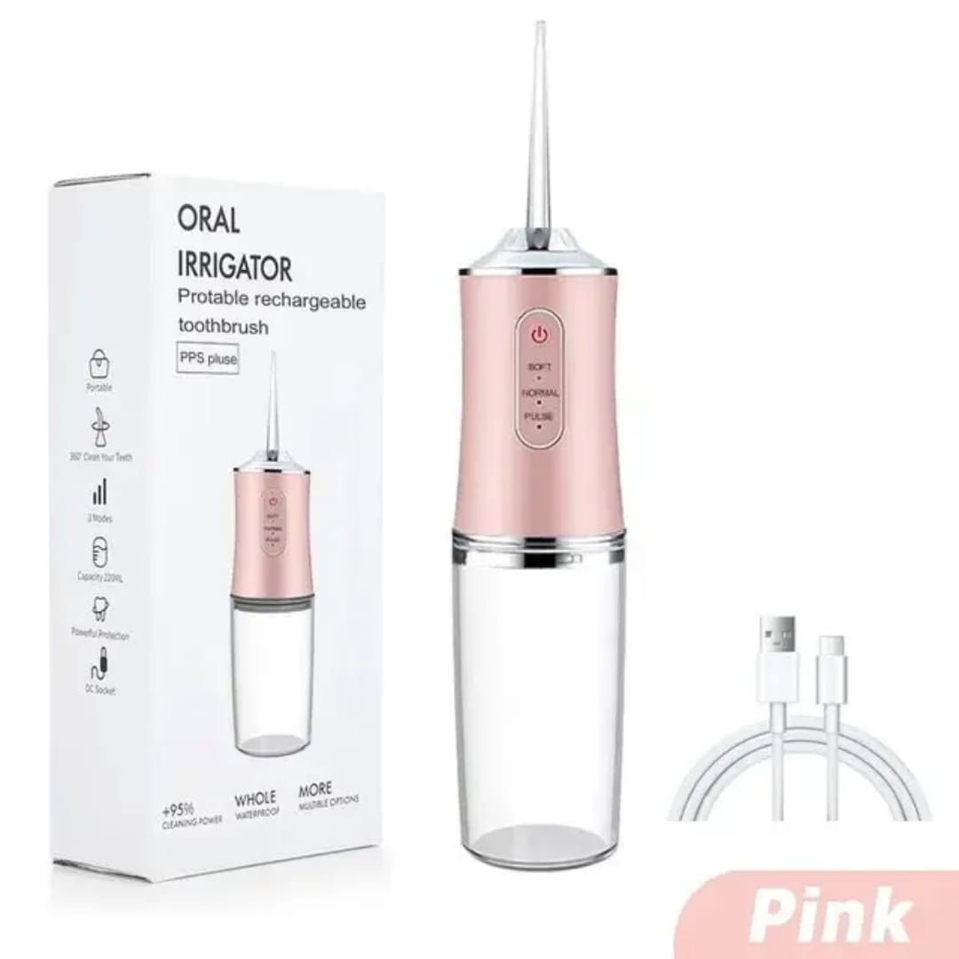 Rechargeable Portable Oral Care Irrigator with 4 Nozzles – Electric Water Flosser for Deep Teeth Cleaning, Gum Care & Everyday Dental Hygiene at Home or Travel