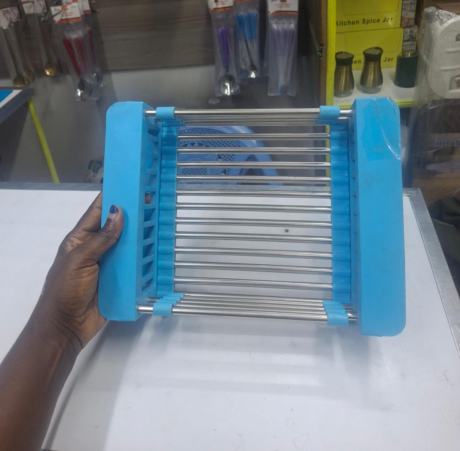 Adjustable Over-the-Sink Vegetable Drainer Rack – Expandable Kitchen Utensil Holder for Washing, Drying & Organizing Fruits, Vegetables and Everyday Kitchen Tools