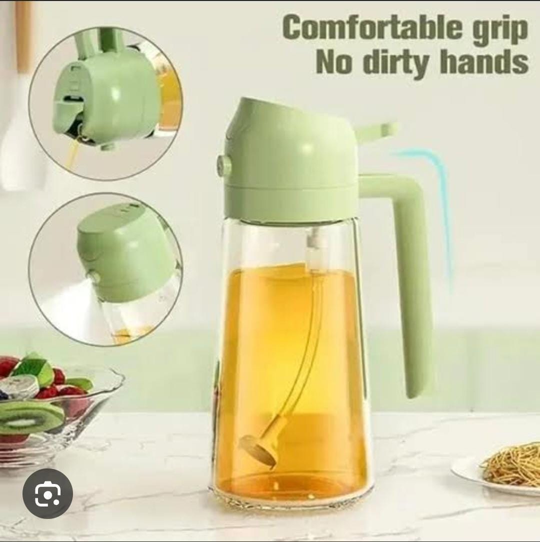 470ml 2-in-1 Oil Dispenser & Sprayer – Portable Kitchen Oil Spray Bottle for Cooking, Frying, Grilling & Salad Dressing, Refillable Oil Control Mister