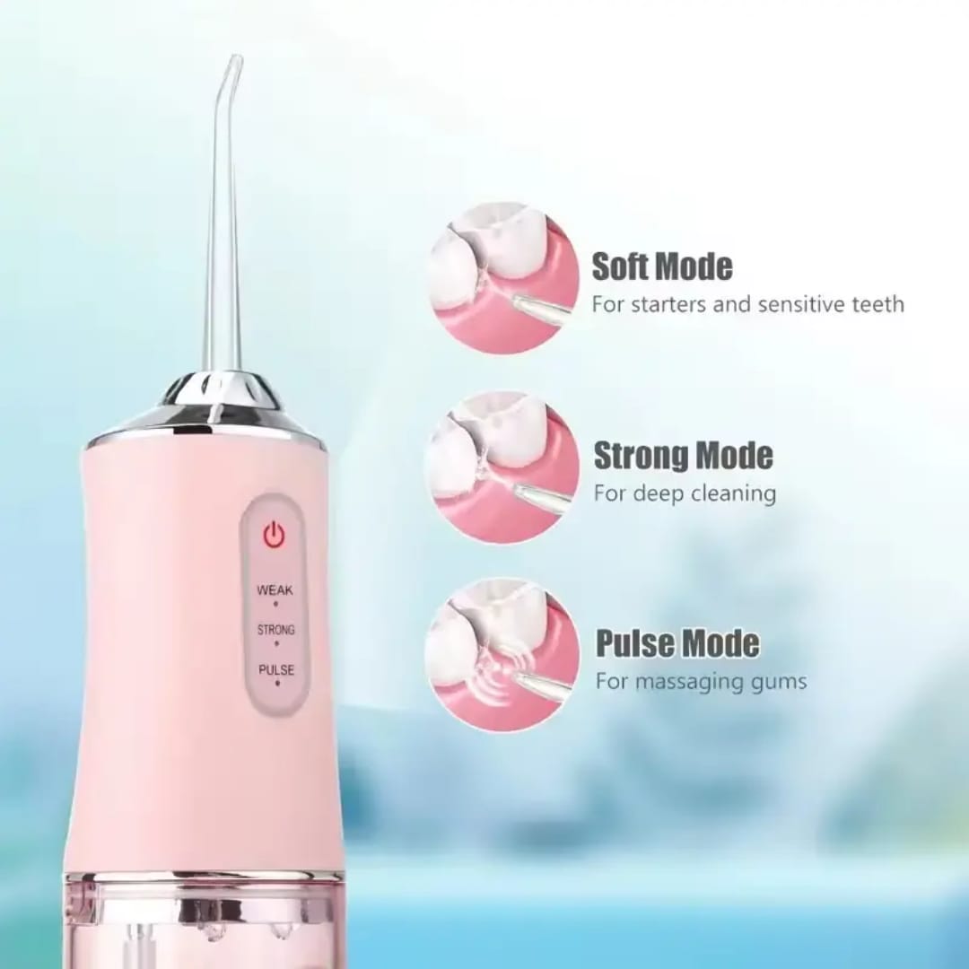 Rechargeable Portable Oral Care Irrigator with 4 Nozzles – Electric Water Flosser for Deep Teeth Cleaning, Gum Care & Everyday Dental Hygiene at Home or Travel