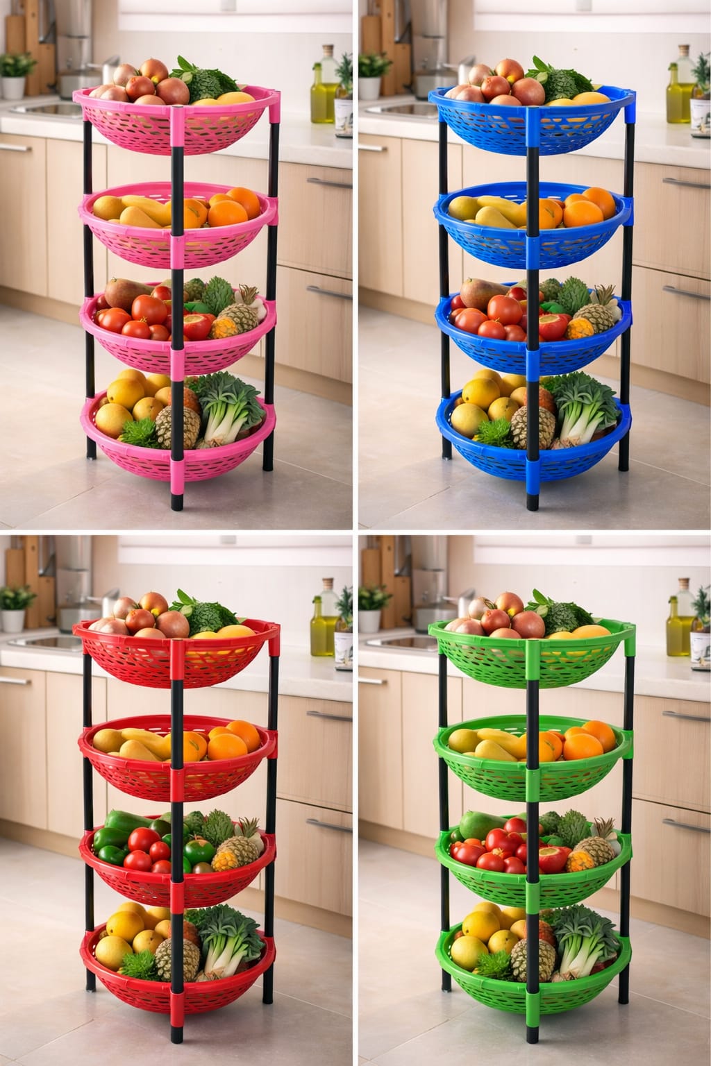 Kenstar 4-Tier Plastic Storage Trolley Rack – Heavy Duty Kitchen Vegetable Organizer for Bathroom, Office & Home Use, Mobile Multi-Layer Storage Rack with Spacious Shelves