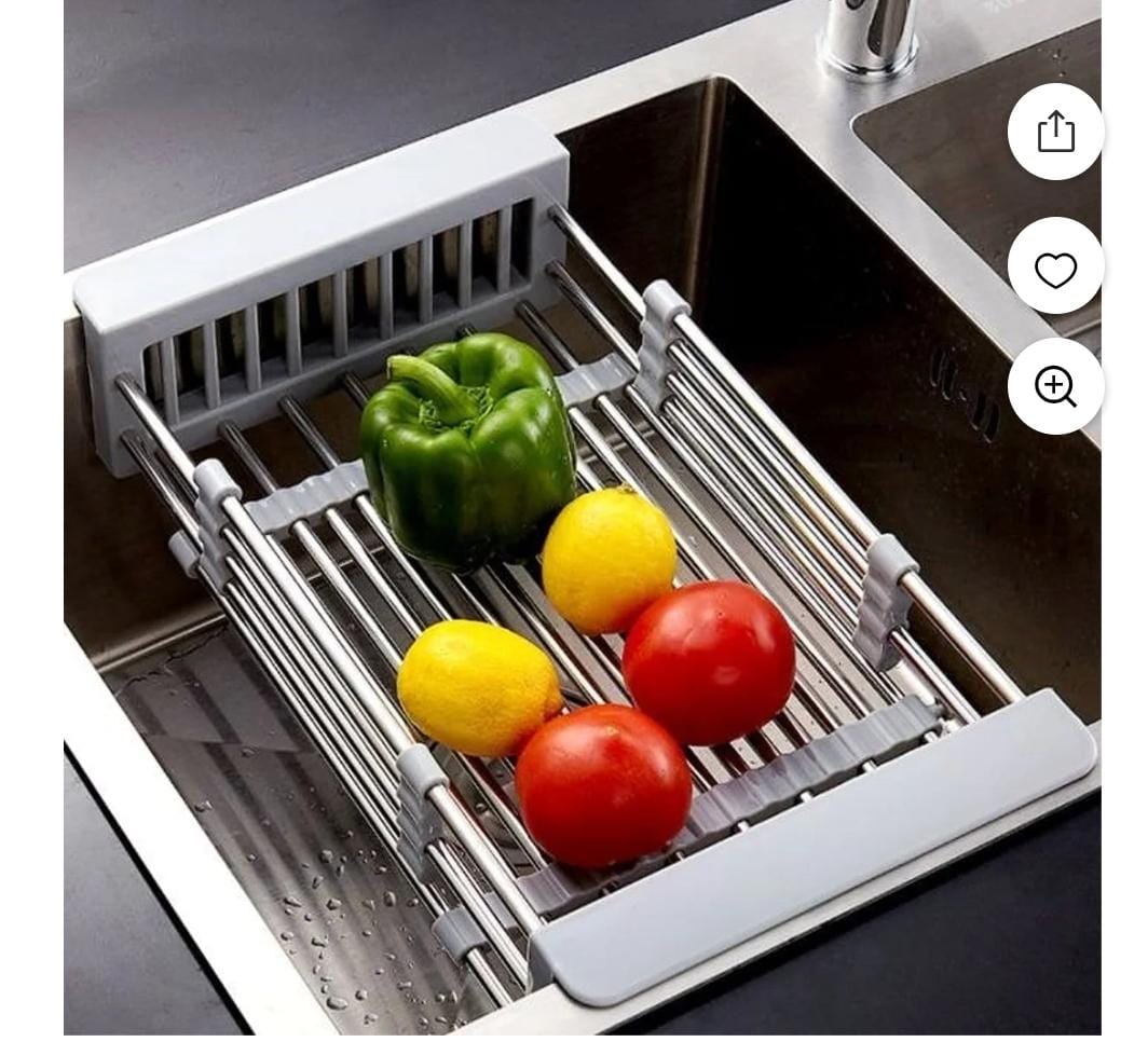 Adjustable Over-the-Sink Vegetable Drainer Rack – Expandable Kitchen Utensil Holder for Washing, Drying & Organizing Fruits, Vegetables and Everyday Kitchen Tools