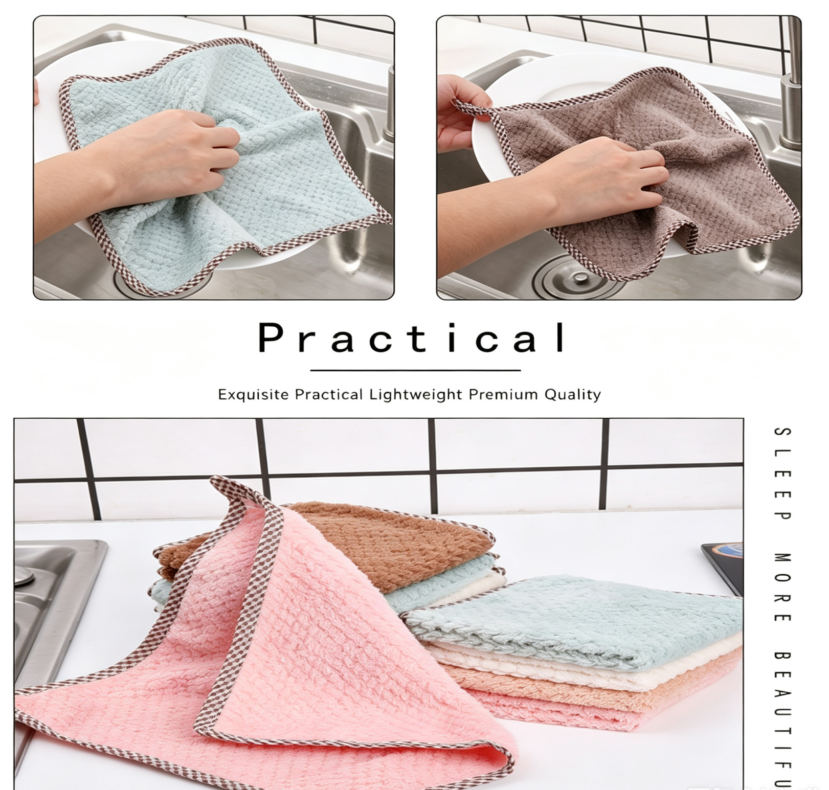 20Pcs Microfiber Kitchen Dish Cloths, Super Absorbent Efficient Cleaning Towels, Multipurpose Household Wipes for Tableware Kitchen Cleaning Tools