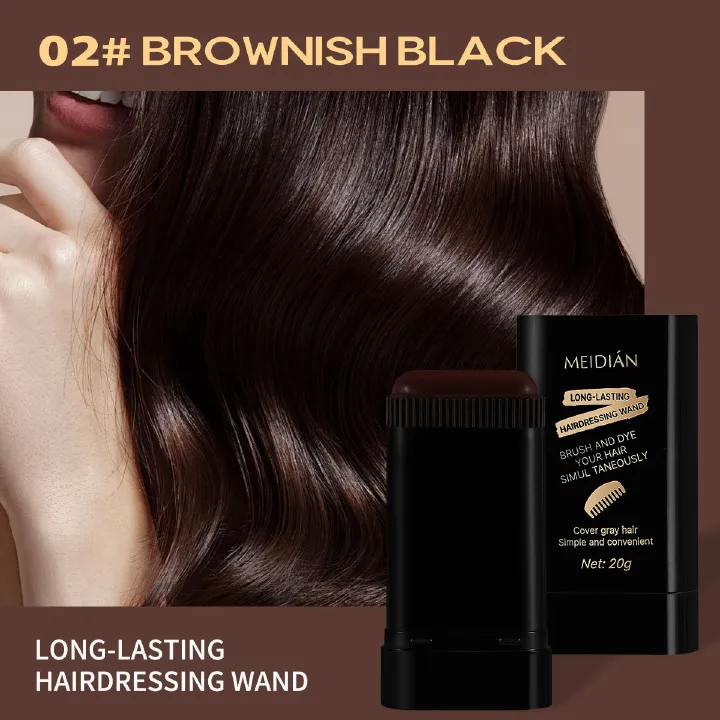 20g Quick Gray Hair Color Stick-Permanent, Long-Lasting Gray Coverage, Easy Application at Home or On-the-Go, Portable Hair Dye Stick with Applicator Brush,Ideal for Brown/Black Hair