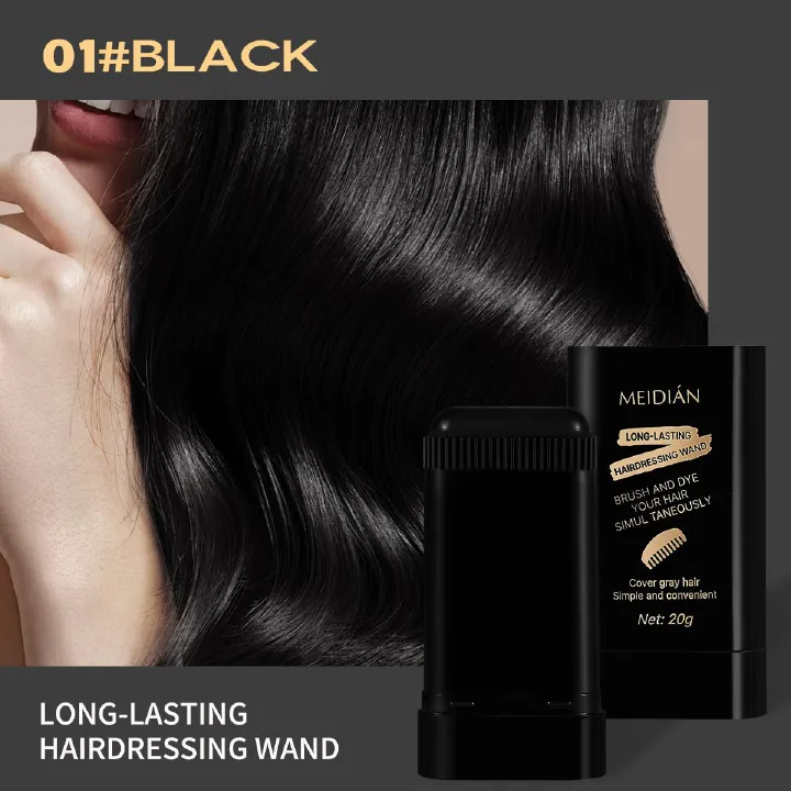 20g Quick Gray Hair Color Stick-Permanent, Long-Lasting Gray Coverage, Easy Application at Home or On-the-Go, Portable Hair Dye Stick with Applicator Brush,Ideal for Brown/Black Hair