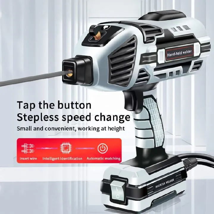 Handheld inverter welding machine, portable welding machine with British plug, household use Digital handheld welding gun for construction engineering and industrial use, with a complete set of access