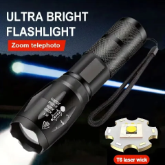 Strong Flash Lights High Power LED Flashlight Battery Powered Zoom Aluminium Alloy Torch Camping Light 5 Modes Fishing Lantern