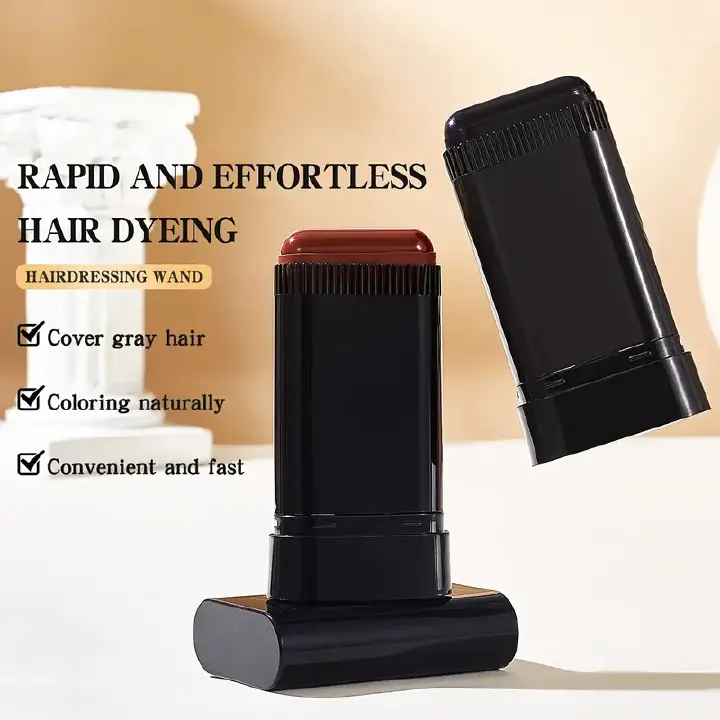 20g Quick Gray Hair Color Stick-Permanent, Long-Lasting Gray Coverage, Easy Application at Home or On-the-Go, Portable Hair Dye Stick with Applicator Brush,Ideal for Brown/Black Hair