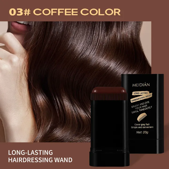 20g Quick Gray Hair Color Stick-Permanent, Long-Lasting Gray Coverage, Easy Application at Home or On-the-Go, Portable Hair Dye Stick with Applicator Brush,Ideal for Brown/Black Hair