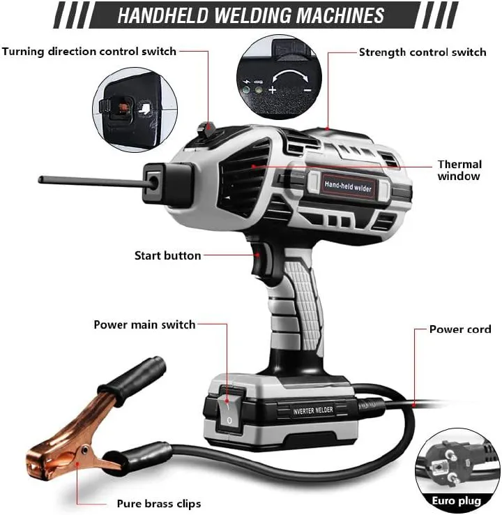 Handheld inverter welding machine, portable welding machine with British plug, household use Digital handheld welding gun for construction engineering and industrial use, with a complete set of access