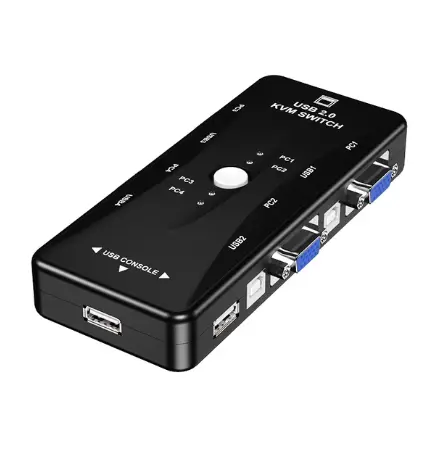 1PC Port VGA KVM Switch 1080P USB2.0 VGA Splitter Mouse Keyboard Printer Pendrive Share Switcher Box Adapter 2 In 1 Out or 4 in 1 Out KVM Switch