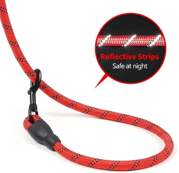 Reflective Heavy Duty Dog Leash, Soft Padded Handle Nylon Rope Dog Walking Leash with Durable Metal Clasp For Small Medium Large Dogs