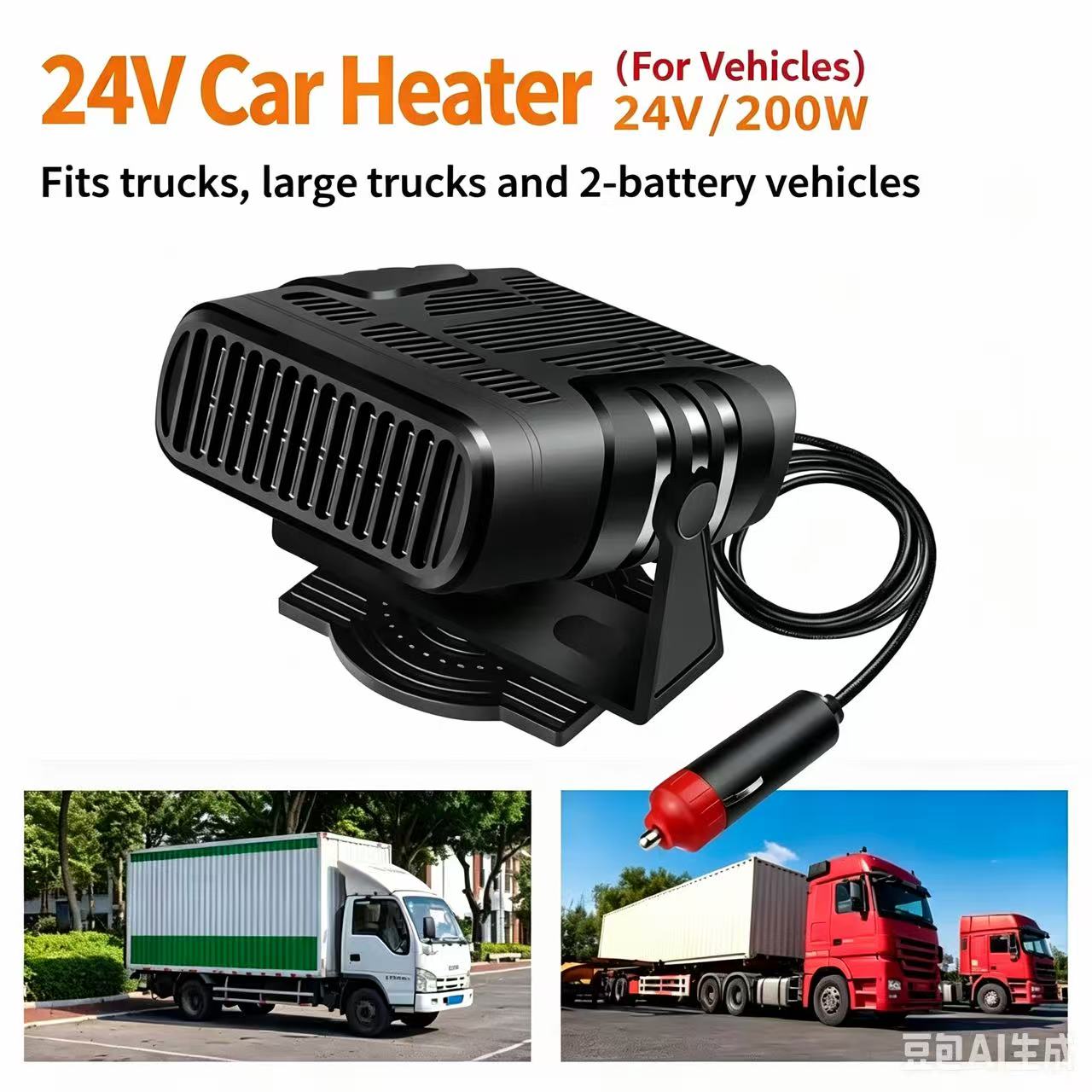 12V/24V Portable Car Heater Electric Cooling Heating Fan 4 IN 1 Electric Dryer Windshield Defogging Demister Defroster