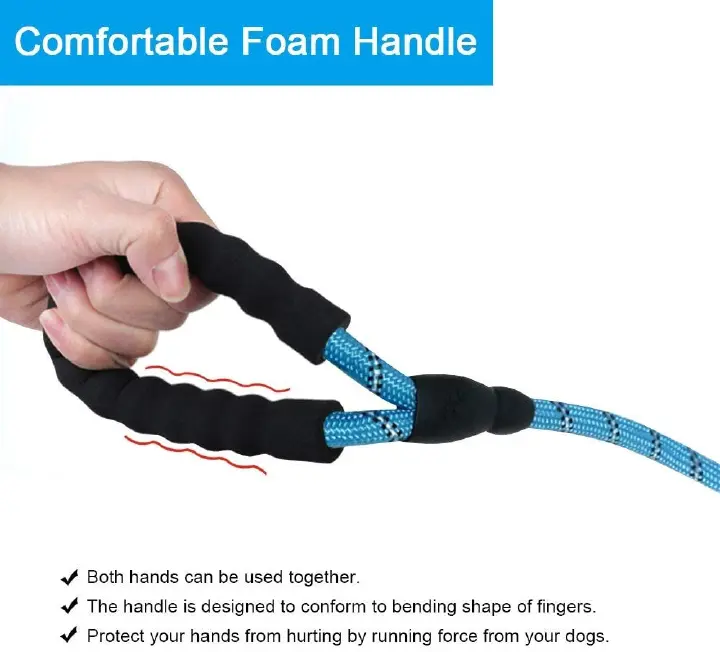 Reflective Heavy Duty Dog Leash, Soft Padded Handle Nylon Rope Dog Walking Leash with Durable Metal Clasp For Small Medium Large Dogs
