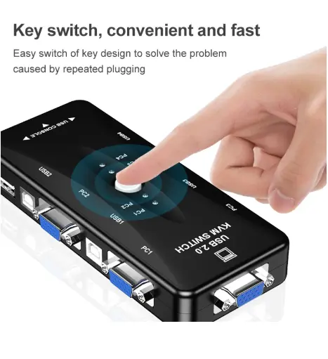1PC Port VGA KVM Switch 1080P USB2.0 VGA Splitter Mouse Keyboard Printer Pendrive Share Switcher Box Adapter 2 In 1 Out or 4 in 1 Out KVM Switch