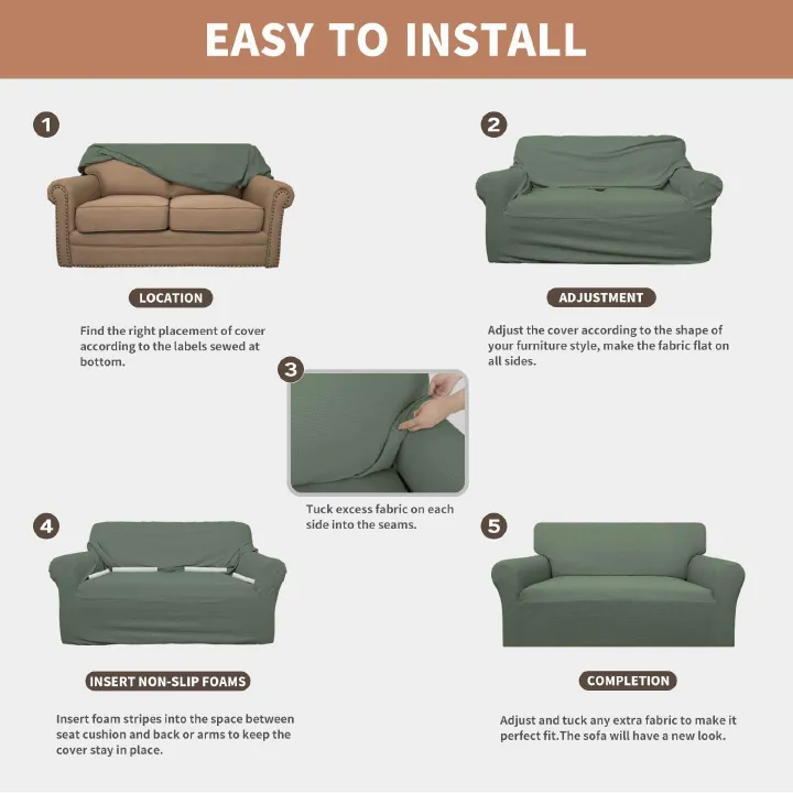 Premium Easy-Going Waterproof Sofa Slipcover, Stretch Sofa Cover Slipcover, Dual Waterproof Sofa Cover, Stretch Jacquard Sofa Slipcover, Leakproof Furniture Protector for Kids, Pets, Dog and Cat