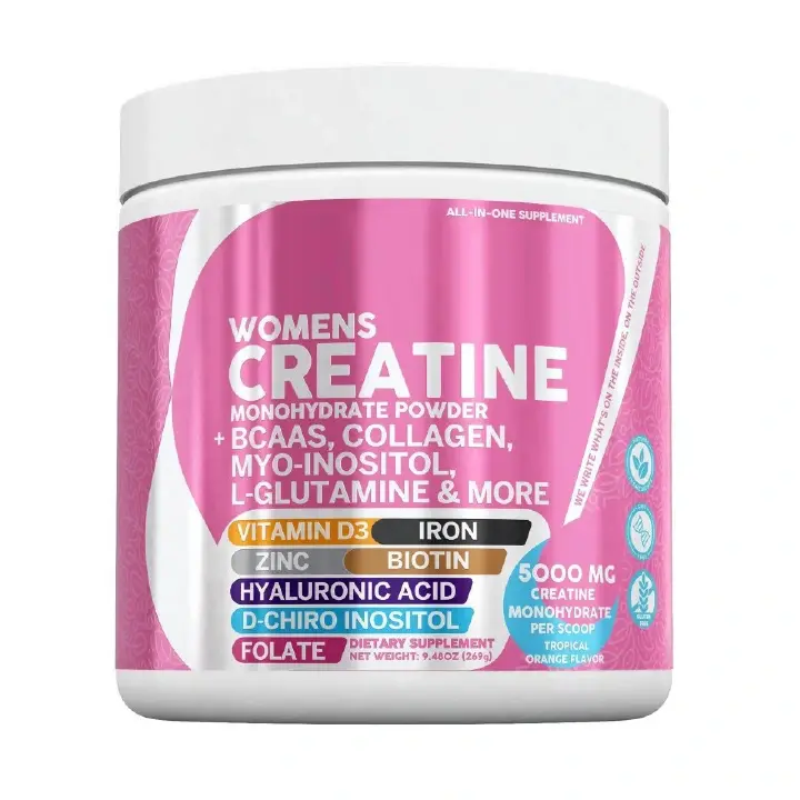 Clean Nutra Shelf Builder Women’s Creatine Monohydrate Powder, 5000mg Creatine Per Scoop, with BCAA, Collagen, Myo-Inositol, Hyaluronic Acid, Folate & Vitamin D3, Tropical Orange Flavor, 30 Servings