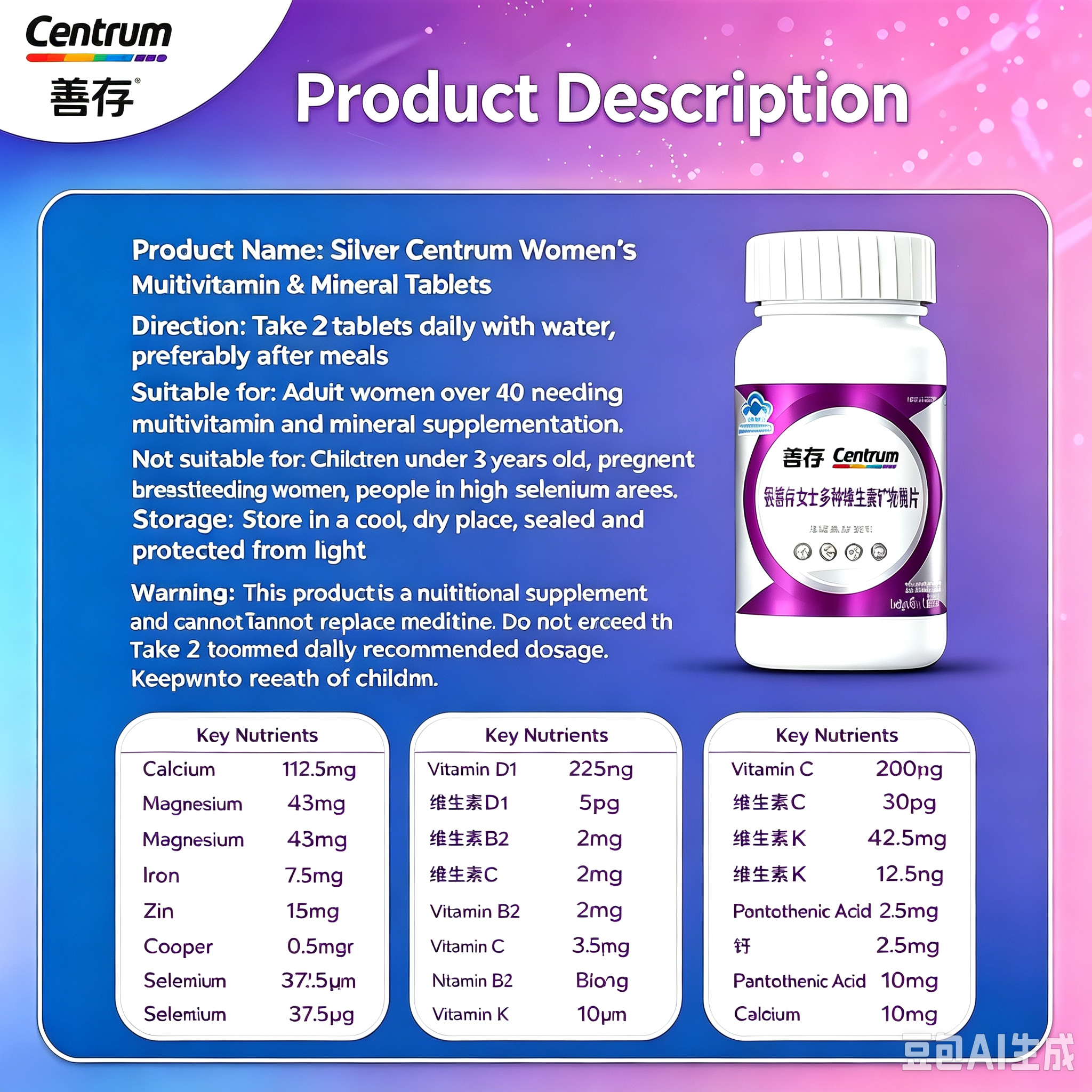 Centrum Silver Women Multivitamin 120 Tablets