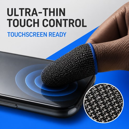 Gaming Finger Sleeves 1 Pair, Sensitive Anti-Sweat Breathable Touch Screen Thumb Gloves Finger Cots for PUBG Mobile Free Fire COD MLBB, Ultra-Thin Non-Slip Finger Covers