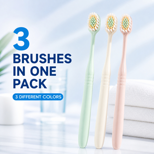 3PCS Ultra Soft Toothbrush for Adults Wide Head High Density Fine Bristles Manual Toothbrush for Sensitive Teeth Gums Deep Cleaning Oral Care 3 Pack 【SALE】