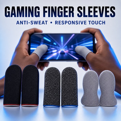 Gaming Finger Sleeves 1 Pair, Sensitive Anti-Sweat Breathable Touch Screen Thumb Gloves Finger Cots for PUBG Mobile Free Fire COD MLBB, Ultra-Thin Non-Slip Finger Covers