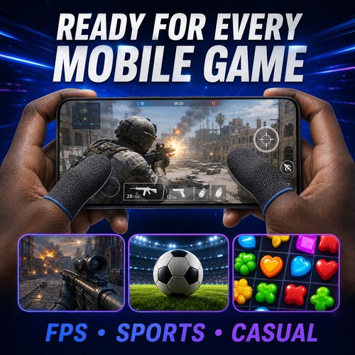 Gaming Finger Sleeves 1 Pair, Sensitive Anti-Sweat Breathable Touch Screen Thumb Gloves Finger Cots for PUBG Mobile Free Fire COD MLBB, Ultra-Thin Non-Slip Finger Covers