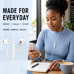 Wired Earphones with Mic - 3.5mm & Type-C In-Ear Earbuds for iPhone Android Samsung Techno Infinix Universal Earphones For Mobile Phones Laptop PC