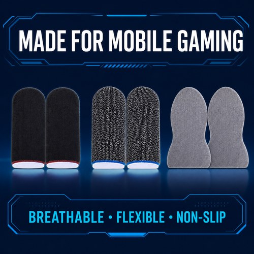 Gaming Finger Sleeves 1 Pair, Sensitive Anti-Sweat Breathable Touch Screen Thumb Gloves Finger Cots for PUBG Mobile Free Fire COD MLBB, Ultra-Thin Non-Slip Finger Covers