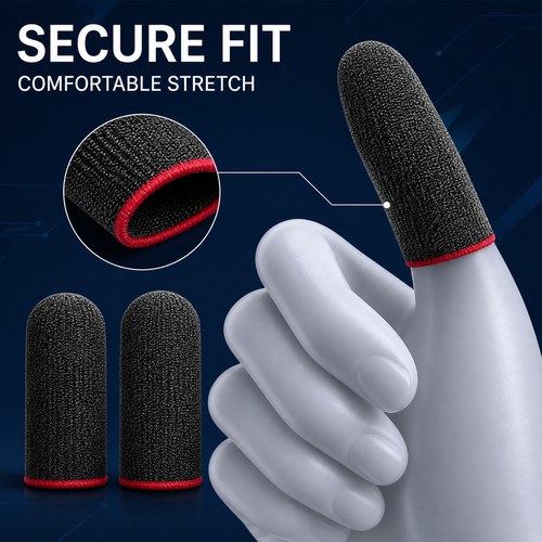 Gaming Finger Sleeves 1 Pair, Sensitive Anti-Sweat Breathable Touch Screen Thumb Gloves Finger Cots for PUBG Mobile Free Fire COD MLBB, Ultra-Thin Non-Slip Finger Covers