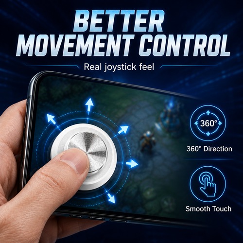 Mobile Gaming Joystick with Suction Cup for PUBG Free Fire, 360° Phone Game Controller Rocker for Android iPhone Tablet, Portable Gamepad Accessory