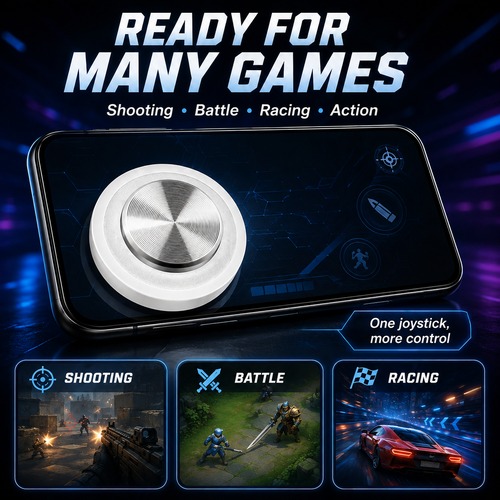 Mobile Gaming Joystick with Suction Cup for PUBG Free Fire, 360° Phone Game Controller Rocker for Android iPhone Tablet, Portable Gamepad Accessory