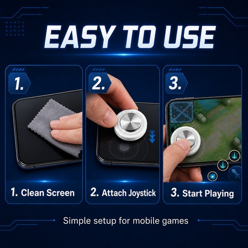 Mobile Gaming Joystick with Suction Cup for PUBG Free Fire, 360° Phone Game Controller Rocker for Android iPhone Tablet, Portable Gamepad Accessory