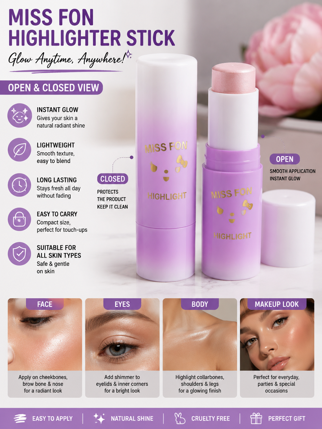 Miss Fon Highlight Stick – Natural Glow Makeup view 5