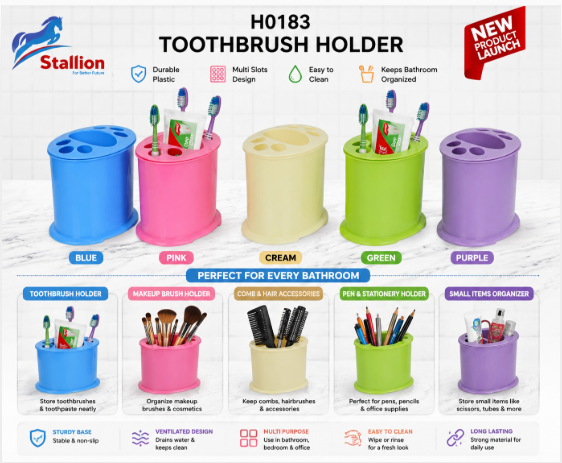 Plastic Toothbrush Holder – Bathroom Toothbrush Storage Organizer Cup 24HRS dispatch
